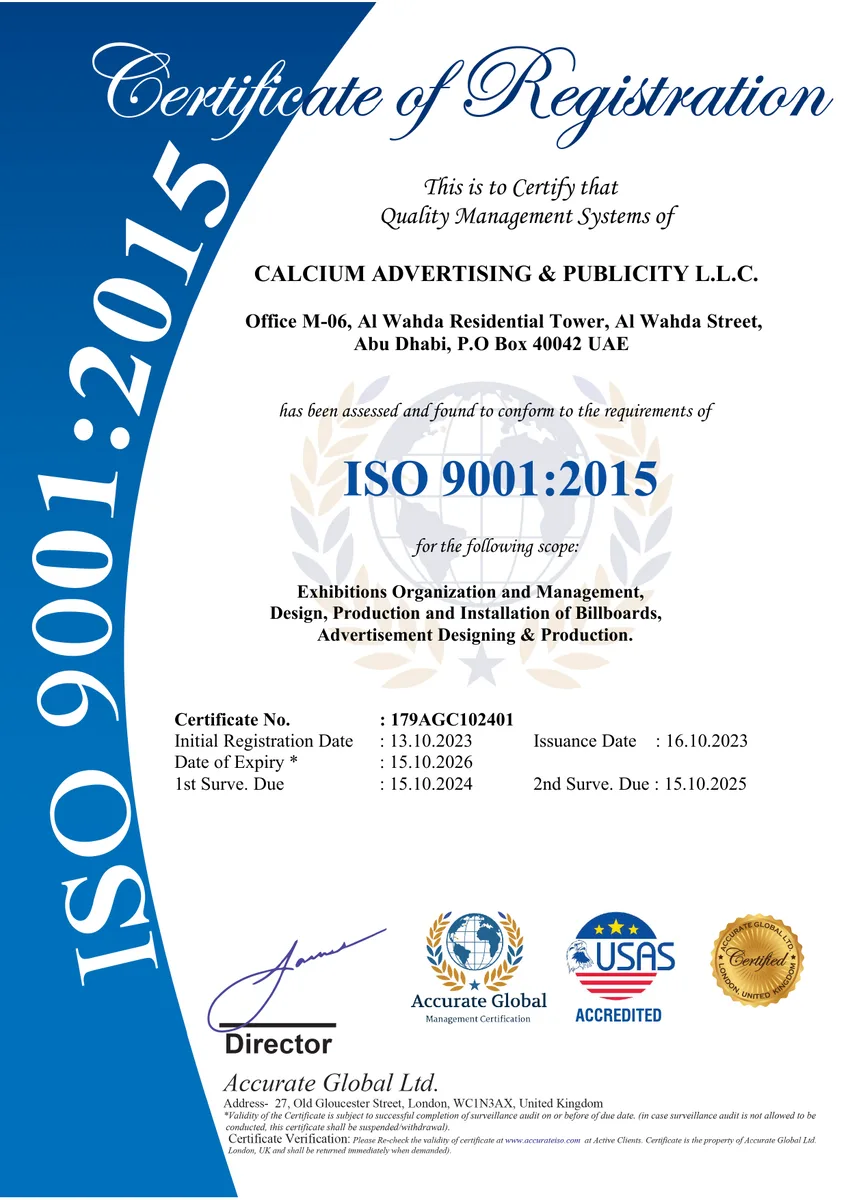 ISO 9001 certificate awarded to Calcium